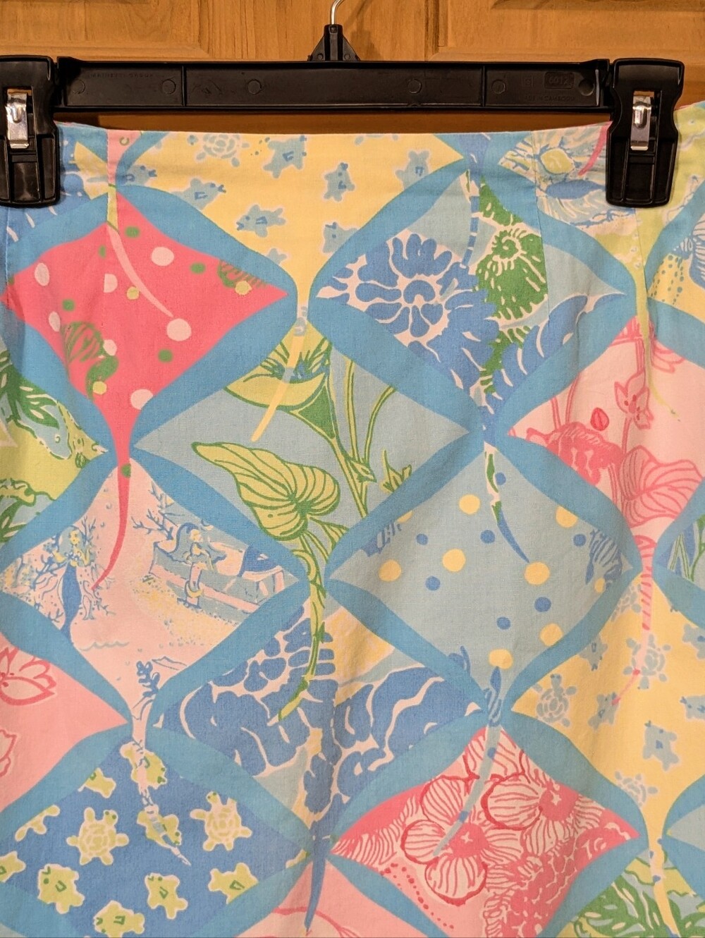 VTG Lilly Pulitzer Mini Skirt A-Line Floral Blue Yellow Cotton Sz 10 Y2K Resort - Picture 2 of 12
